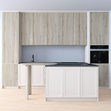 Modern Style Kitchen (Model 7): Modular Design for Customization 3D model image 1 