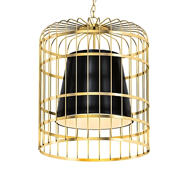 Elegant Golden Cage Pendant 3D model image 1 