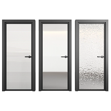 Embossed Glass Door Set 3D model image 1 