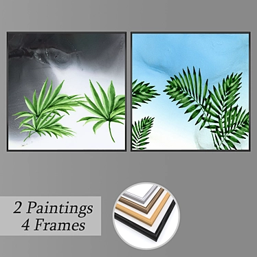 Elegant Set of 2 Wall Paintings 3D model image 1 