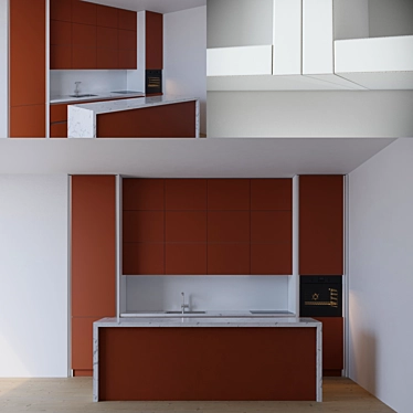 Italian Profile Kitchen with Gola Handle 3D model image 1 