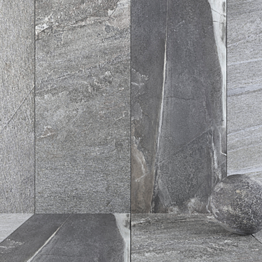 Santorini Gray Stone Wall Set 3D model image 1 