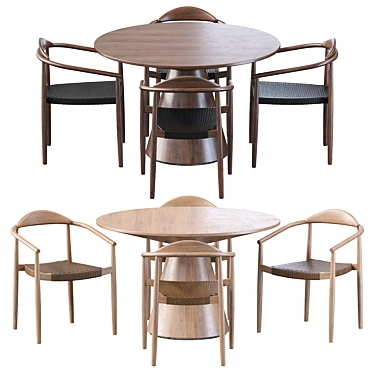 Elegant Janice Walnut Dining Set 3D model image 1 