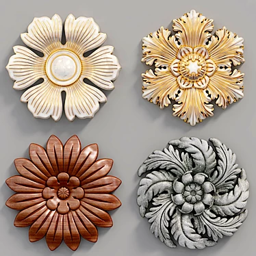 Dimensional Decorative Wall Rosettes 3D model image 1 