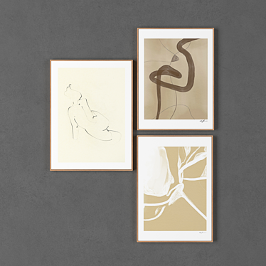 3-Piece Painting Collection with Various Frame Sizes 3D model image 1 