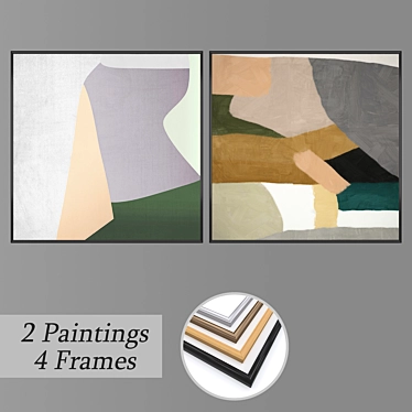 Modern Wall Art Set with Frames 3D model image 1 