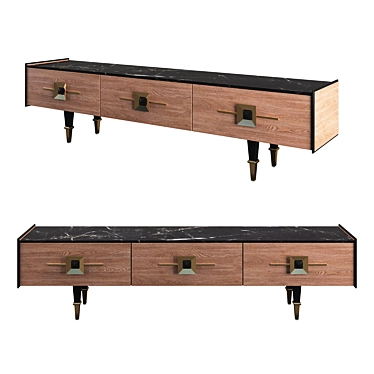 Regnum TV Console: Neoclassical Design, 225x57x45 cm 3D model image 1 