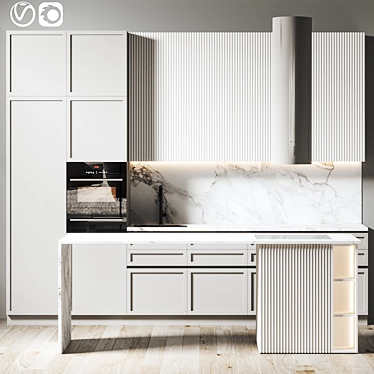 Modern Lacquered Kitchen Model 3D model image 1 