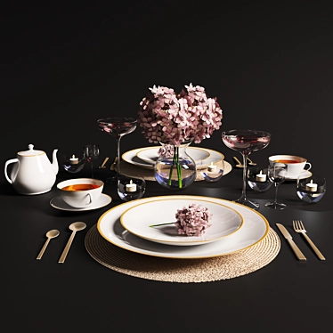 Elegant Tableware Set 3D model image 1 