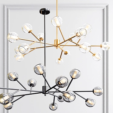 Elegant Bronze Chandelier with Champagne Glass Balls 3D model image 1 