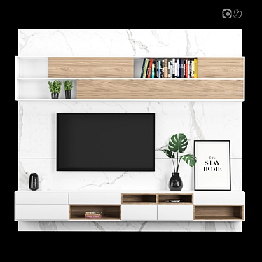 Sleek TV Wall Unit 3D model image 1 