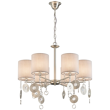 Maytoni Kira Modern Chandelier: Nickel Finish, Beige Fabric Shades, 6 Lights 3D model image 1 