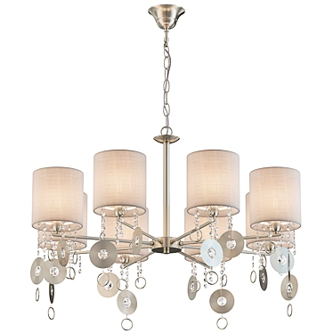 Kira Modern Chandelier: Nickel, Beige Shade, 8-Light 3D model image 1 