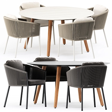 Contemporary OMER Armchair & Link Round Dining Table 3D model image 1 