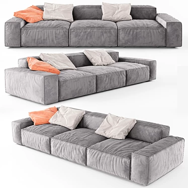 Sleek Modular Sofa Set 3D model image 1 
