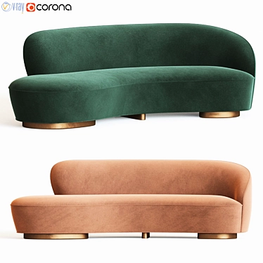 Compact Vladimir Kagan Sofa with Arm 3D model image 1 