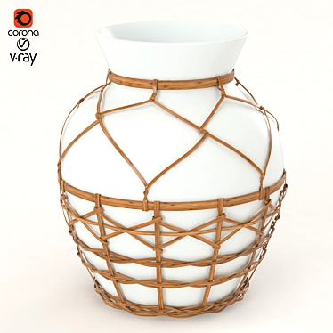 Jute-Textured Vase: Rustic Elegance 3D model image 1 