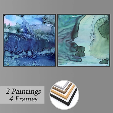 Modern Set of Wall Paintings with Various Frame Options 3D model image 1 
