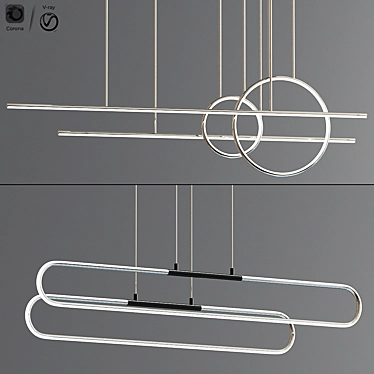 Modern Linear Pendant Lighting Set 3D model image 1 