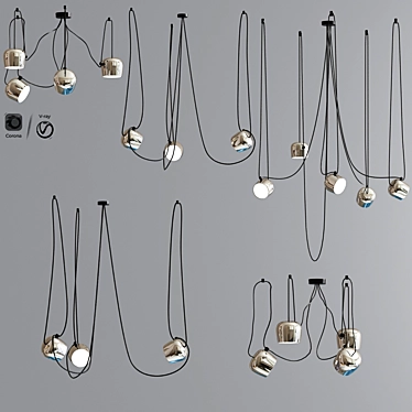 Sleek Chrome Lighting Set 3D model image 1 