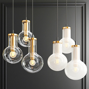 Vintage Bulb Pendant Lights 3-Pack 3D model image 1 