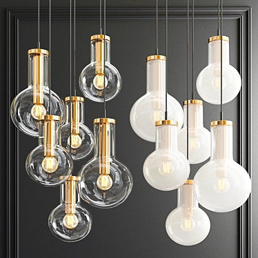 Modern Industrial Bulb Pendant - 6 Light 3D model image 1 