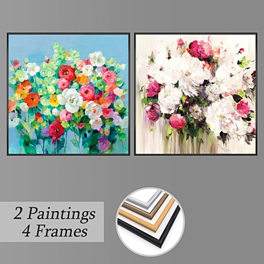 Elegant Wall Art Set with Frame Options 3D model image 1 