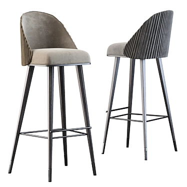 Modern Nubuck Barstool with Gloss Varnish Frame 3D model image 1 