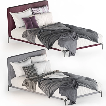 Premium Twin Bed: Dual Material Excellence 3D model image 1 