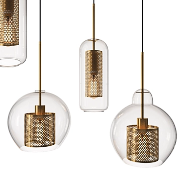 Bronze Glass Pendant Lamp 3D model image 1 