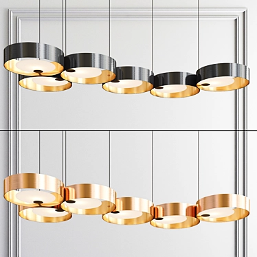 Sleek Nordic Brass Chandelier 3D model image 1 