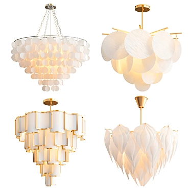 Luxury Chandelier Collection: Capiz, Nimbus, Shade & Glass Leaf 3D model image 1 