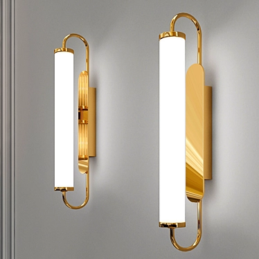 Elegant Gold Cylinder Wall Sconce 3D model image 1 