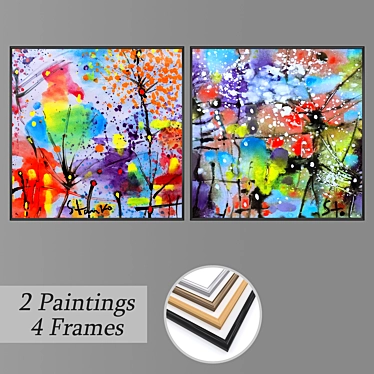 Elegant Wall Art Set with Multiple Frames 3D model image 1 