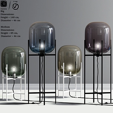 Ethereal Glow: Oda Glass Floor Lamps 3D model image 1 