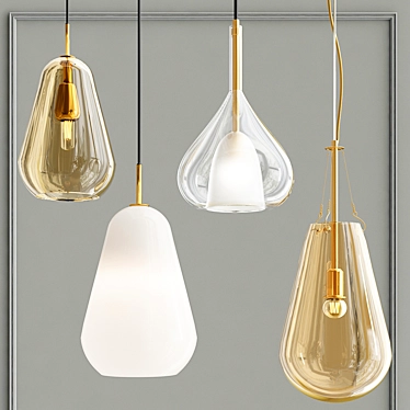 Elegant Glass Pendant Lights 3D model image 1 