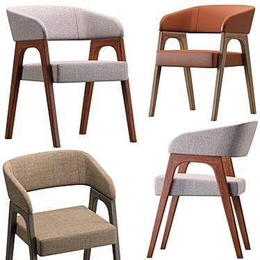 Modern Beige & Brown Chair 3D model image 1 