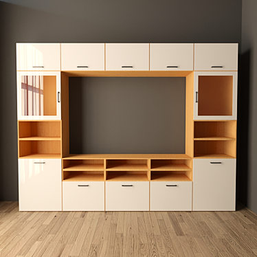 Sleek TV Cabinet with Glass Doors 3D model image 1 