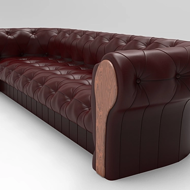 Elegant Leather Chesterfield Sofa 3D model image 1 