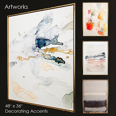 Modern Artworks Collection - 4 Pieces 3D model image 1 