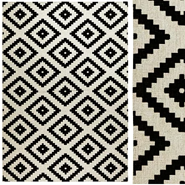 Elegant Malta Black/Cream Reversible Rug 3D model image 1 