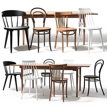 Sleek Set: Thonet & Ikea Chairs 3D model image 1 