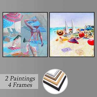 Modern Wall Art Set with Frame Options 3D model image 1 