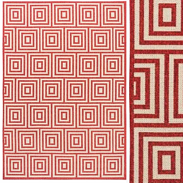 Elegant Red Cream Rug: McKinnon 3D model image 1 