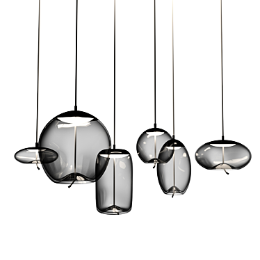 Elegant Iron and Glass Pendant Lamp 3D model image 1 