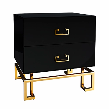 Black Glass Bedside Table with Drawers 3D model image 1 