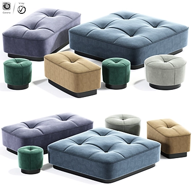 Elegant Minotti Jacques Poufs Set 3D model image 1 