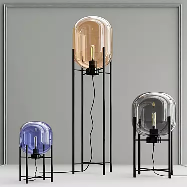 RUI LED Floor Lamp with Stained Glass Shade 3D model image 1 