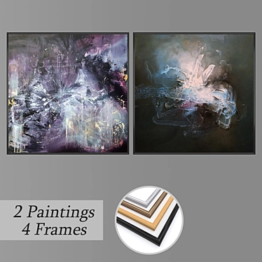 Modern Wall Art Set with Frame Options 3D model image 1 