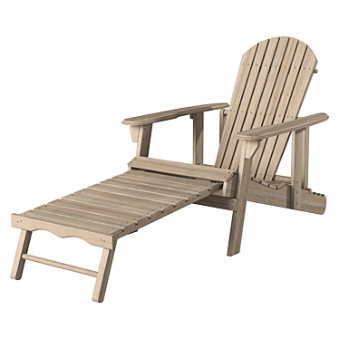 Wooden Outdoor Chaise Lounge 3D model image 1 